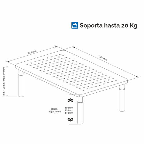 Soporte Base para Monitor, notebook, impresora, multiuso con 3 niveles de elevación-7