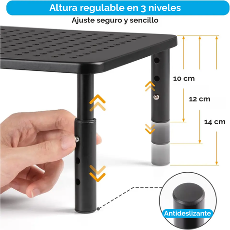 Soporte Base para Monitor, notebook, impresora, multiuso con 3 niveles de elevación-5