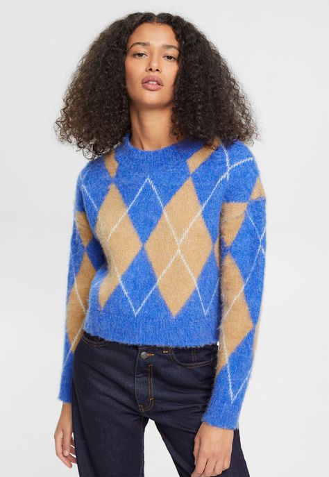 Sweater Con Diseño De Rombos Argyle Mujer Esprit-0