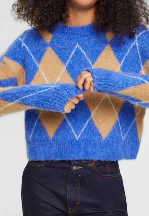 Sweater Con Diseño De Rombos Argyle Mujer Esprit-2