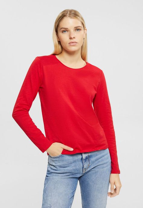 Polera De Algodón Manga Larga Mujer Esprit-0