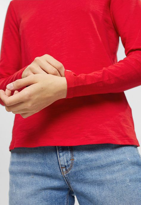 Polera De Algodón Manga Larga Mujer Esprit-2
