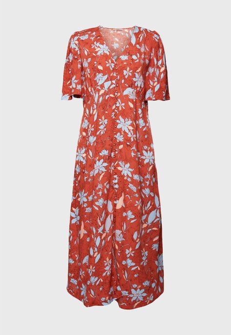 Vestido Midi Estampado Mangas Anchas Mujer Esprit-3