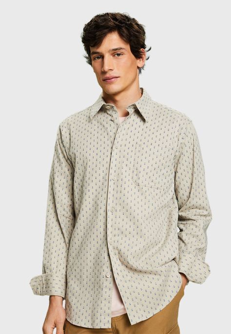 Camisa Estampada De Corte Slim Hombre Esprit 113EE2F306-0