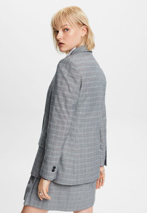 Blazer a cuadros Principe Gales con solapa Mujer Esprit-1