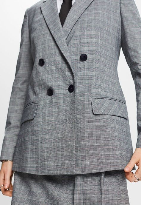Blazer a cuadros Principe Gales con solapa Mujer Esprit-2