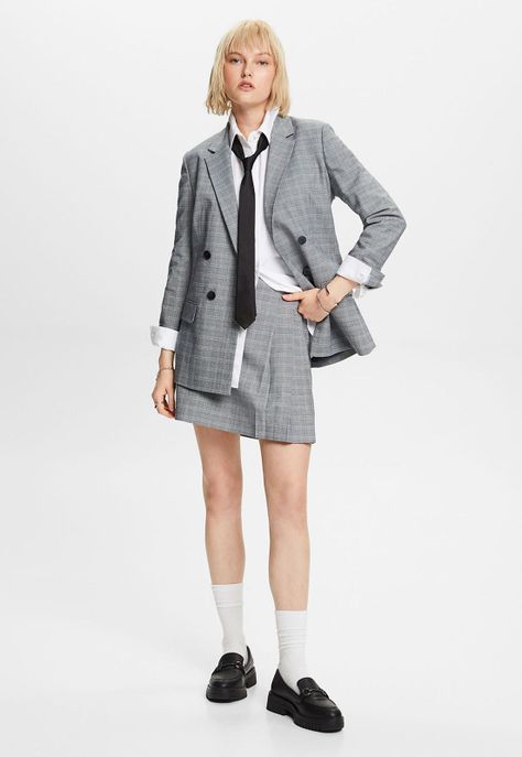 Blazer a cuadros Principe Gales con solapa Mujer Esprit-3