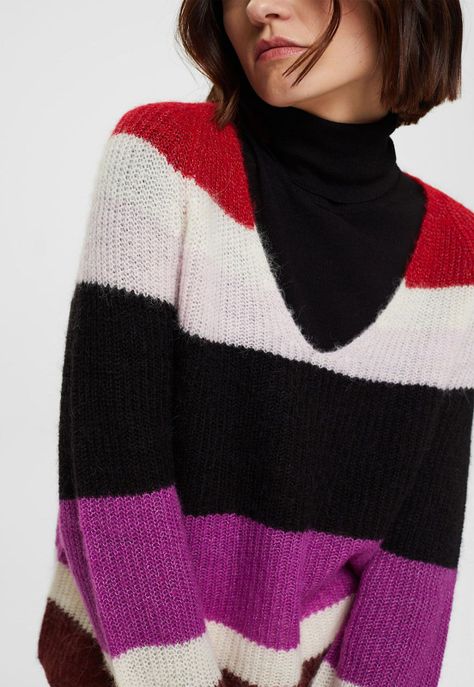 Sweater A Rayas Y Cuello En V Mujer Esprit-2