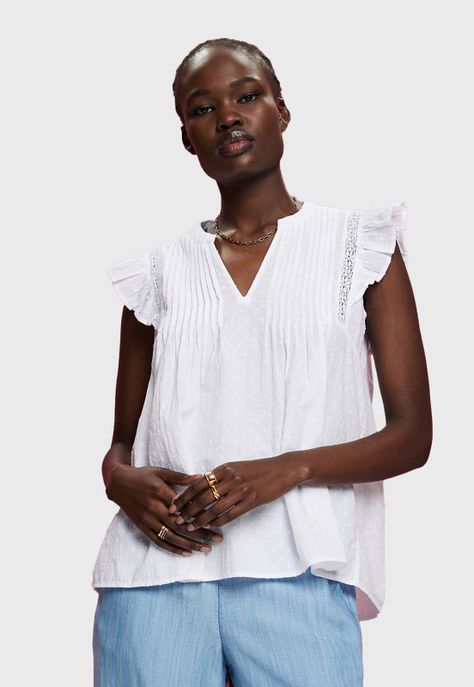 Blusa Fruncida En Mangas Mujer Esprit-0