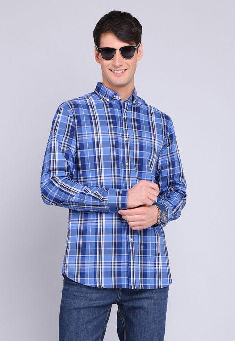 Camisa Cuadros Manga Larga Guy Laroche GLBVF07AZ-0