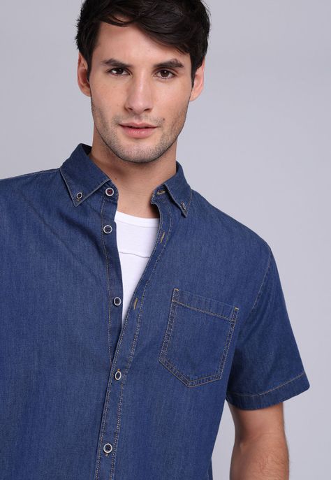 Camisa Denim Manga Corta Soviet BVSHF22NB-2