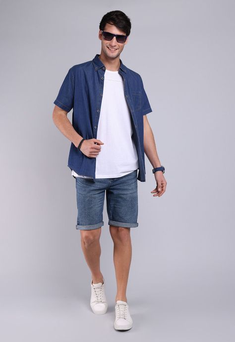 Camisa Denim Manga Corta Soviet BVSHF22NB-3