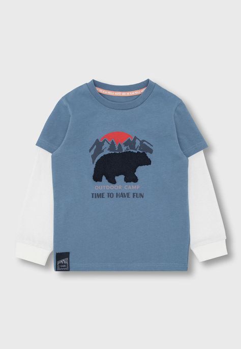 Polera Manga Larga Niño Osito OPOO608AZ-0