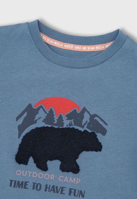 Polera Manga Larga Niño Osito OPOO608AZ-2