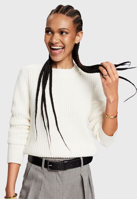 Sweater De Punto Con Cuello Redondo Mujer Esprit-0