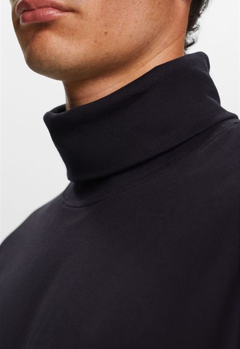 Polera manga larga con cuello alto plegado Hombre Esprit-1