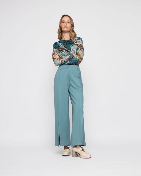 Pantalon Mujer Lobelia Verde Menta Ludovica-0
