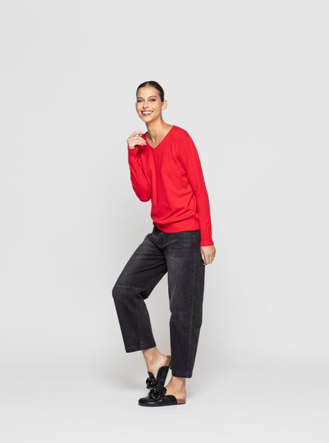 Sweater Mujer Aurea Rojo Lineatre-2