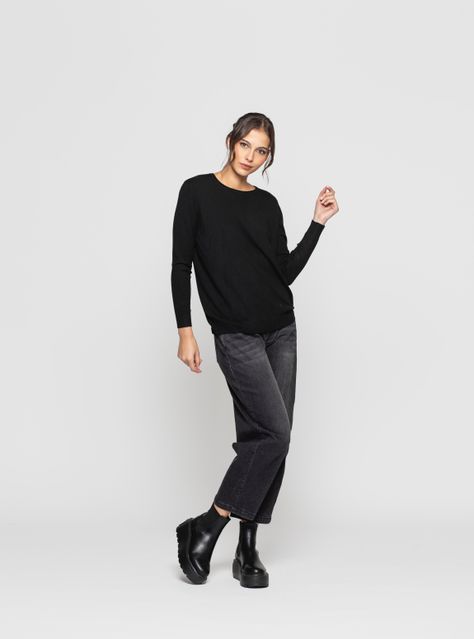 Sweater Mujer Kalina Negro Lineatre-1