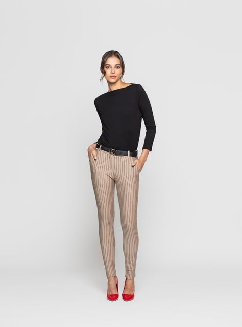 Pantalon Mujer Kariel Beige Lineatre-2