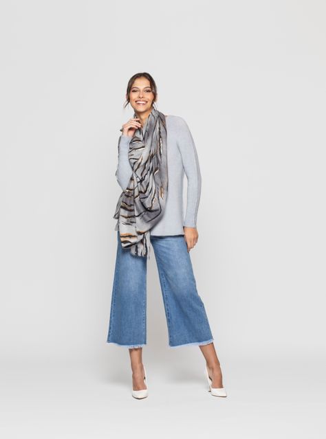 Echarpe Mujer Lunara Gris Lineatre-0
