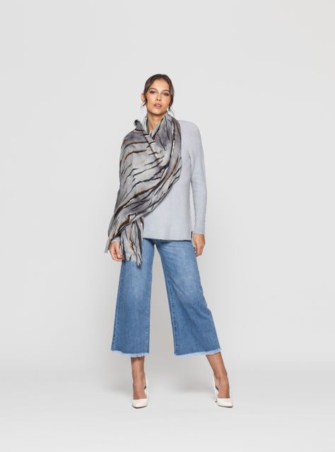Echarpe Mujer Lunara Gris Lineatre-1