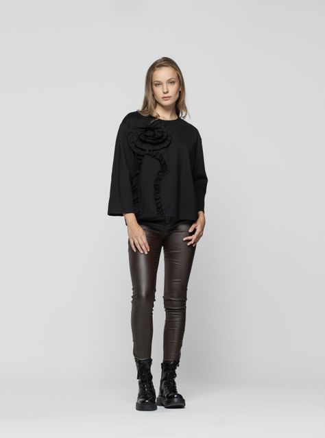 Polera Mujer Myra Negro Lineatre-1