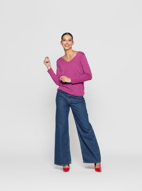 Polera Mujer Karina Morado Oscuro Lineatre-2