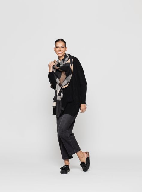 Echarpe Mujer Isora Negro Lineatre-1