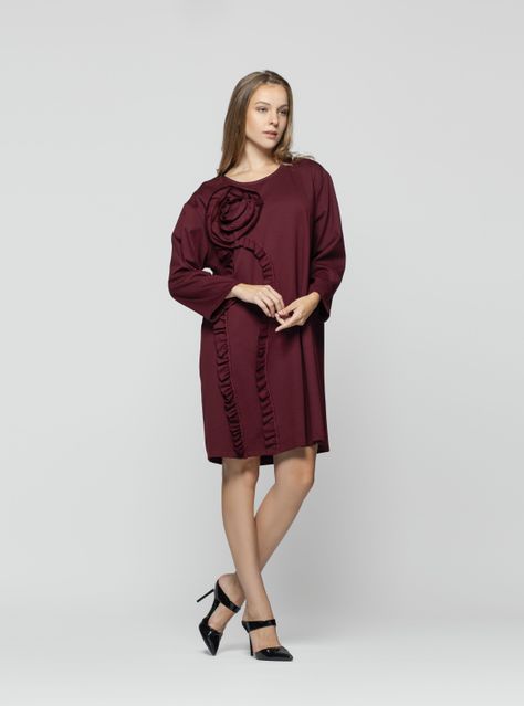 Vestido Mujer Alara Burdeo Lineatre-0