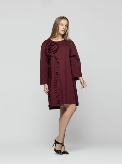 Vestido Mujer Alara Burdeo Lineatre-2
