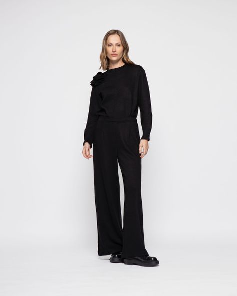 Pantalon Mujer Dalia Negro Ludovica-0