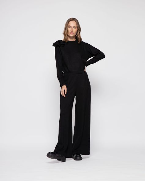 Pantalon Mujer Dalia Negro Ludovica-1