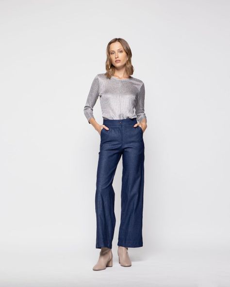 Pantalon Mujer Fresia Azul Ludovica-0