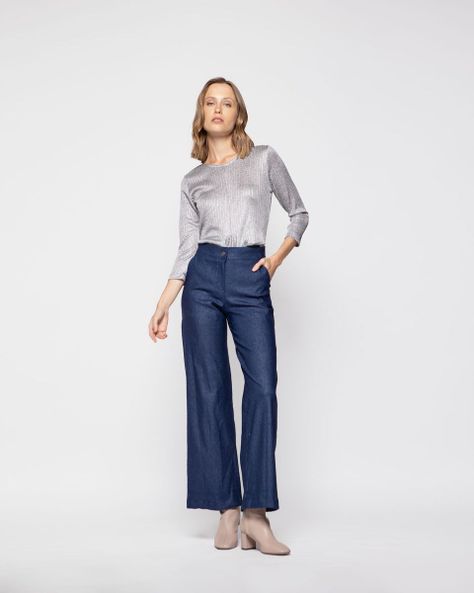 Pantalon Mujer Fresia Azul Ludovica-1