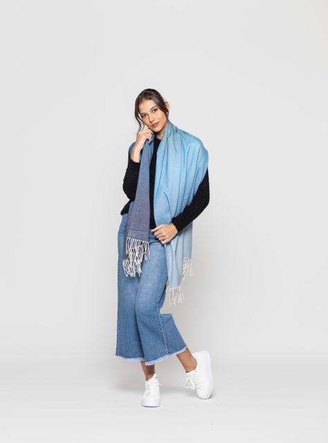 Echarpe Mujer Talia Celeste Lineatre-0