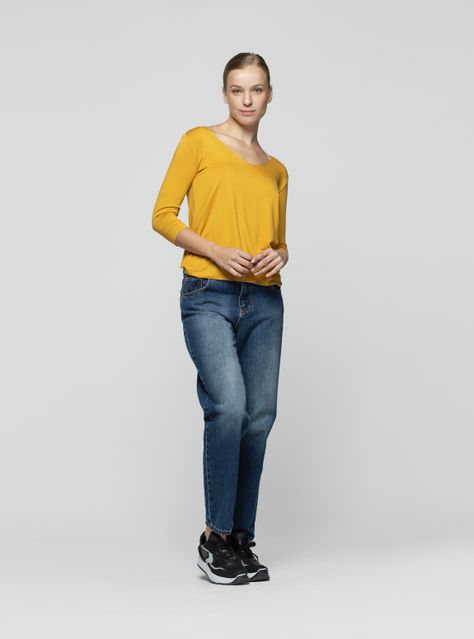 Polera Mujer Zina Mostaza Lineatre-1