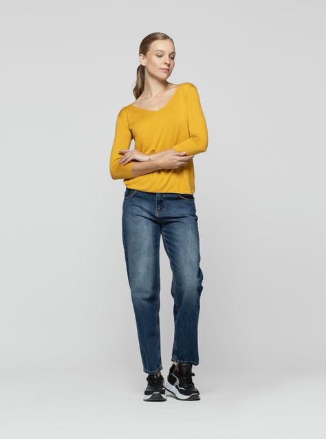 Polera Mujer Zina Mostaza Lineatre-2