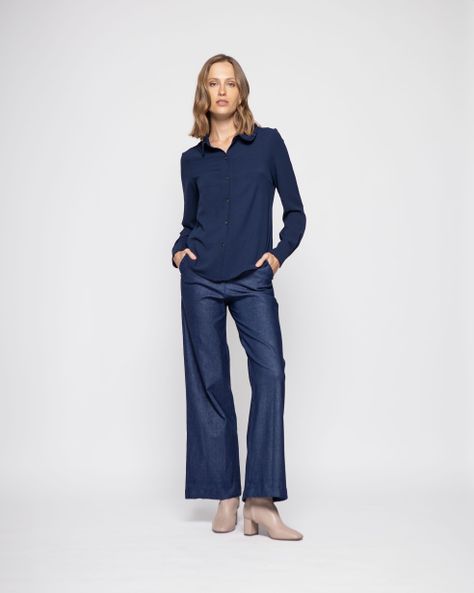 BLUSA HIBISCO AZUL MARINO Ludovica-0