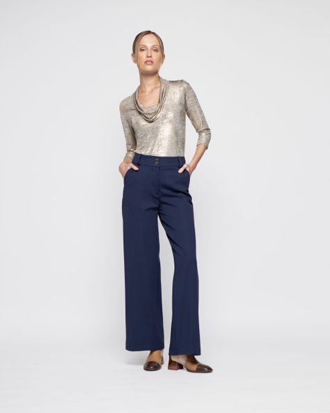 Pantalon Mujer Aleli Azul Marino Ludovica-0