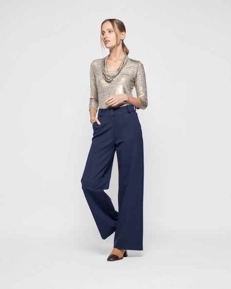 Pantalon Mujer Aleli Azul Marino Ludovica-1