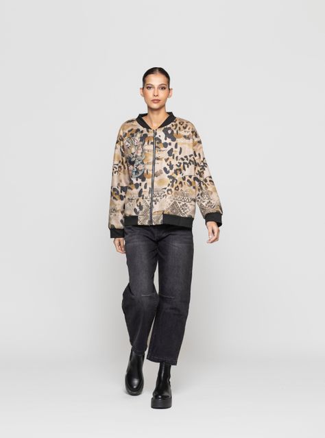 Chaqueta Bomber Mujer Xamira Beige Lineatre-2