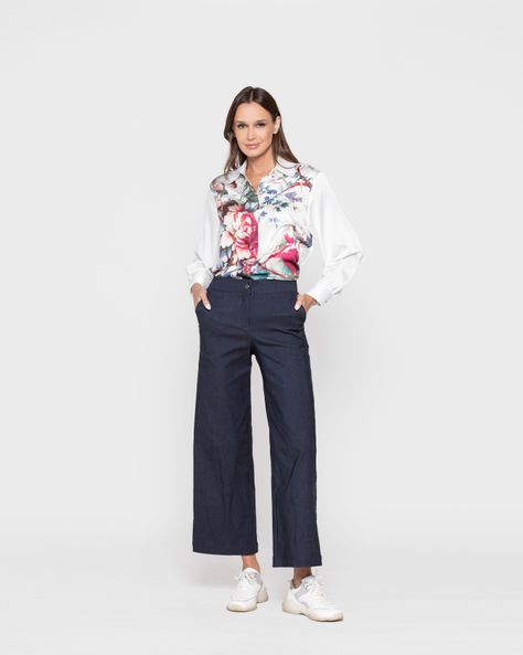 Pantalon Mujer Lirio Azul Marino Ludovica-0