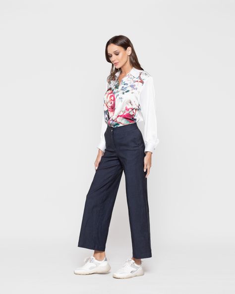 Pantalon Mujer Lirio Azul Marino Ludovica-1