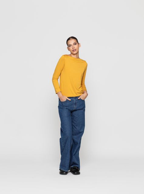 Polera Mujer Iris Mostaza Lineatre-2