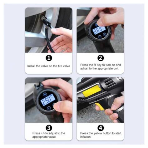 Compresor Inflador de Neumáticos Digital Con Luz Led-3