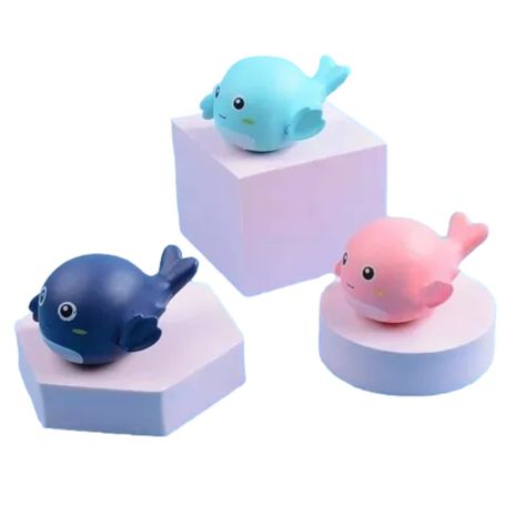 Juguetes 3 Ballenas Nadadoras Para el Baño Tina Bebe -0