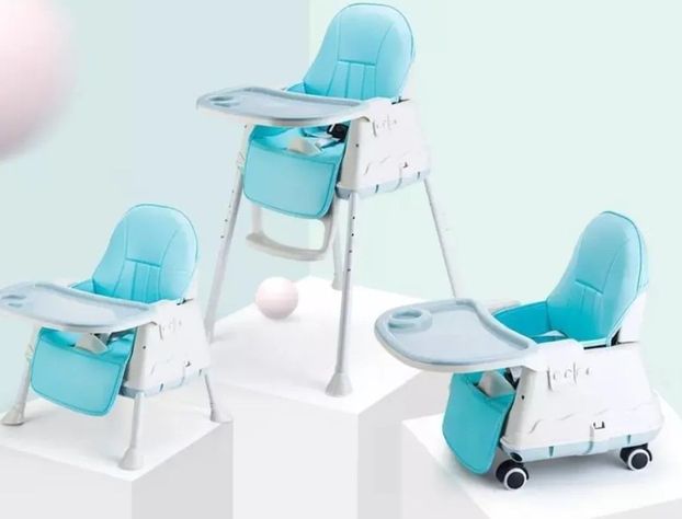Silla De Comer Bebé - Modelo 3 En 1 - Turquesa - Chitines-1