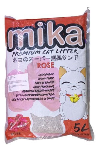 Arena Para Gato Aglutinante Premium Mika Aroma Rosas 5l 4kg-0