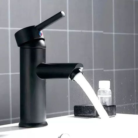 Llave Grifo Lavamanos Monomando Negro Mate Clasica  304-65-2